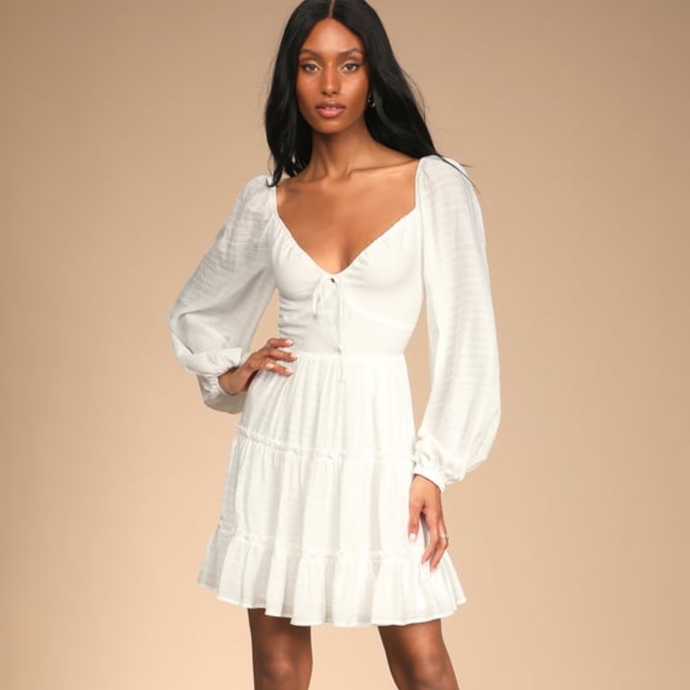 Lulu’s Tender Memories White Tiered Dress